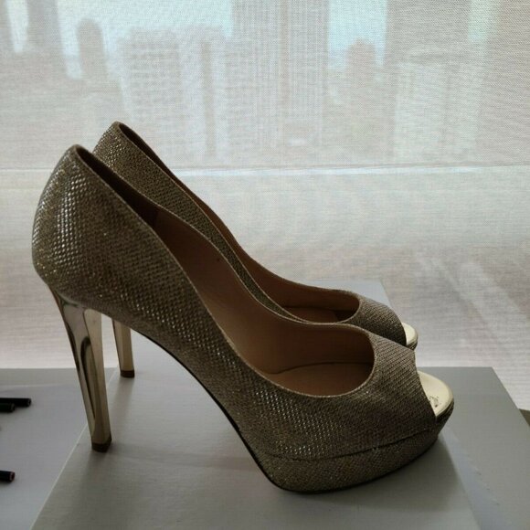 JIMMY CHOO Lame Glitter Dahlia Pumps Gold - Picture 1 of 4